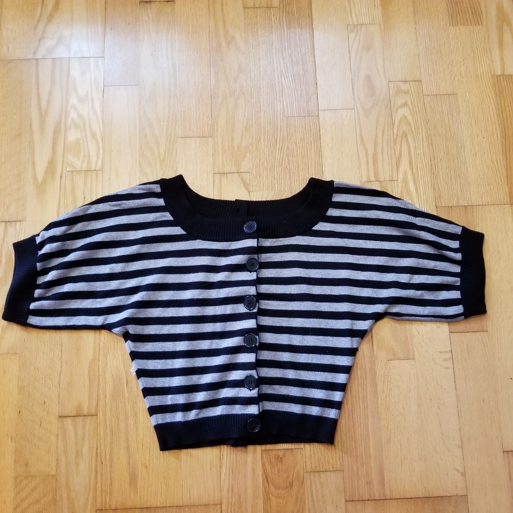 Arden B Double Button Striped Cardigan